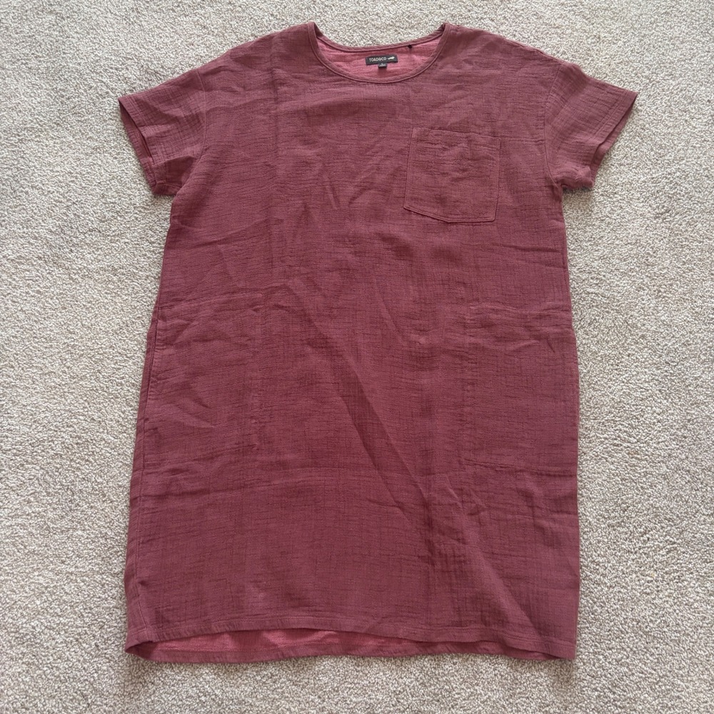 Toad & Co. Dress Womens L Pink Mauve Tate Double Weave Hemp‎ Cotton Gauze Casual